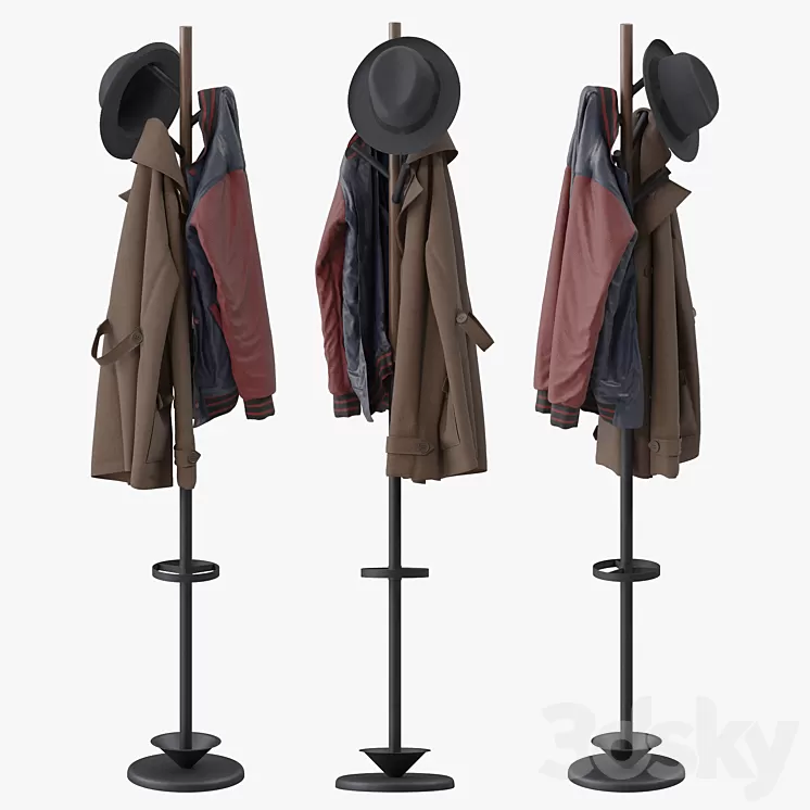 Coat Rack with Umbrella 3D Model Free Download