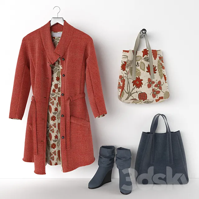 coats boots and bags 3D Model