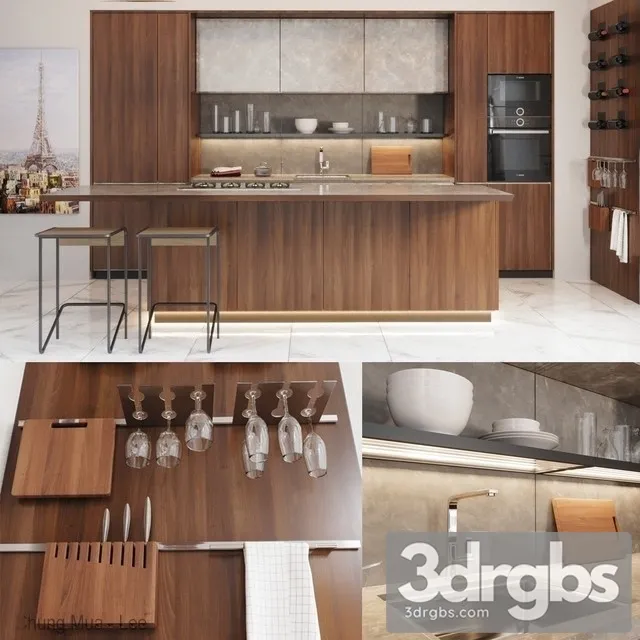 Cocina Gamadecor Roble Torrefacto 3D Model Download