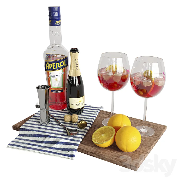 Cocktail aperol 1 set 4 3D Model Free Download