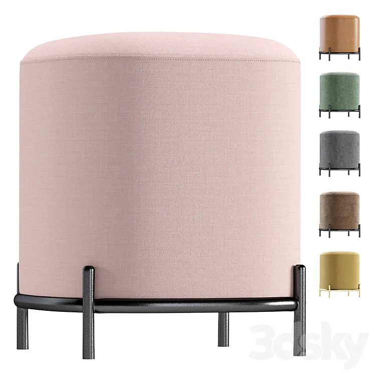 Coco Pouf iModern Velvet and Leather\/Пуф Coco 3D Model Free Download