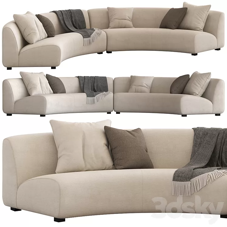 Coco Republic Adele Curved Modular Sofa 3D Model Free Download