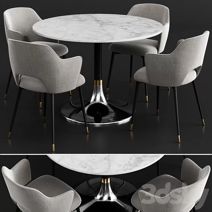 Coco Republic & CB2 Dinning Set 3D Model