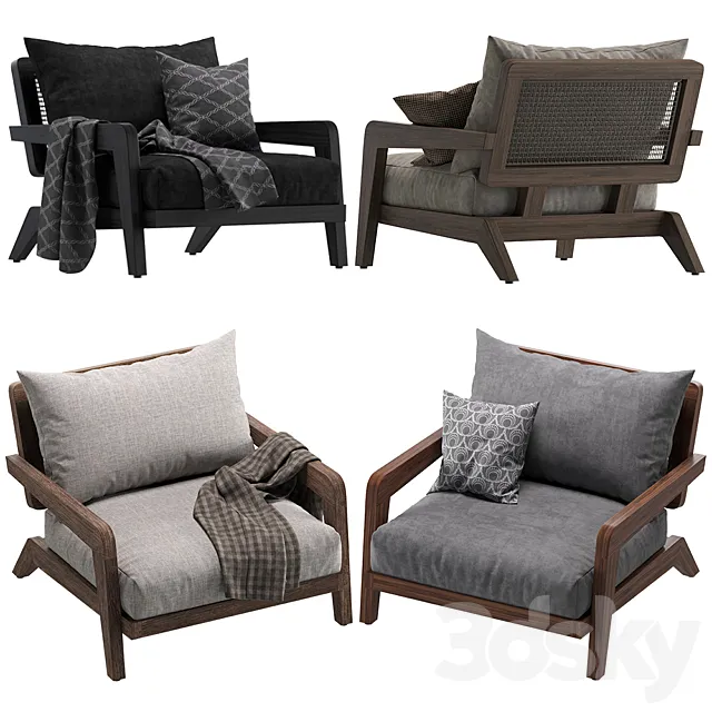 Coco Republic Claude Outdoor Lounge Chair 3D Model