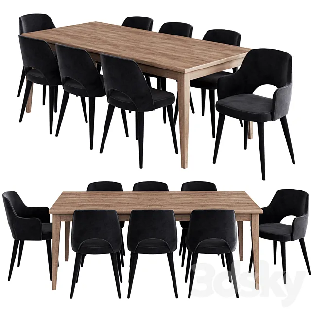 Coco Republic Dinning Set 4 3DModel