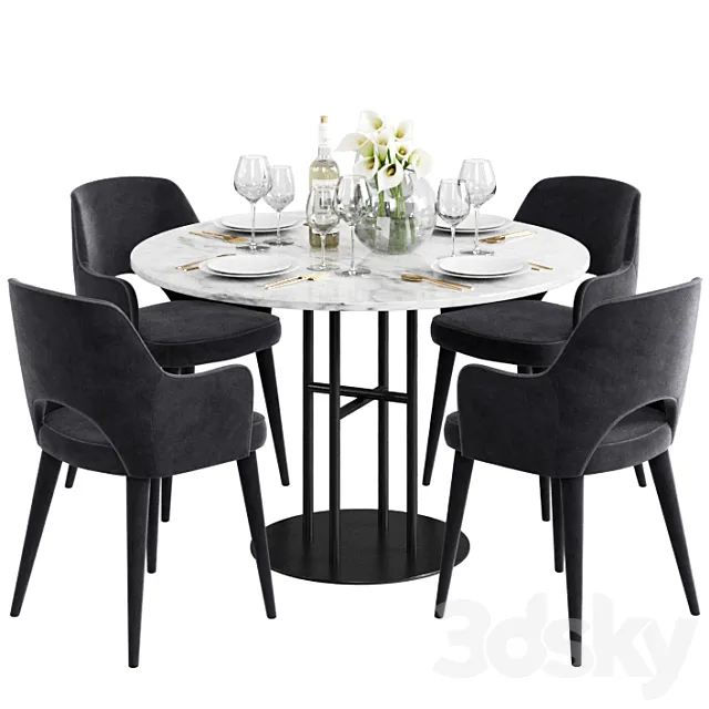 Coco Republic Flex Dining Table & Astor Carver Dining Chair 3DModel