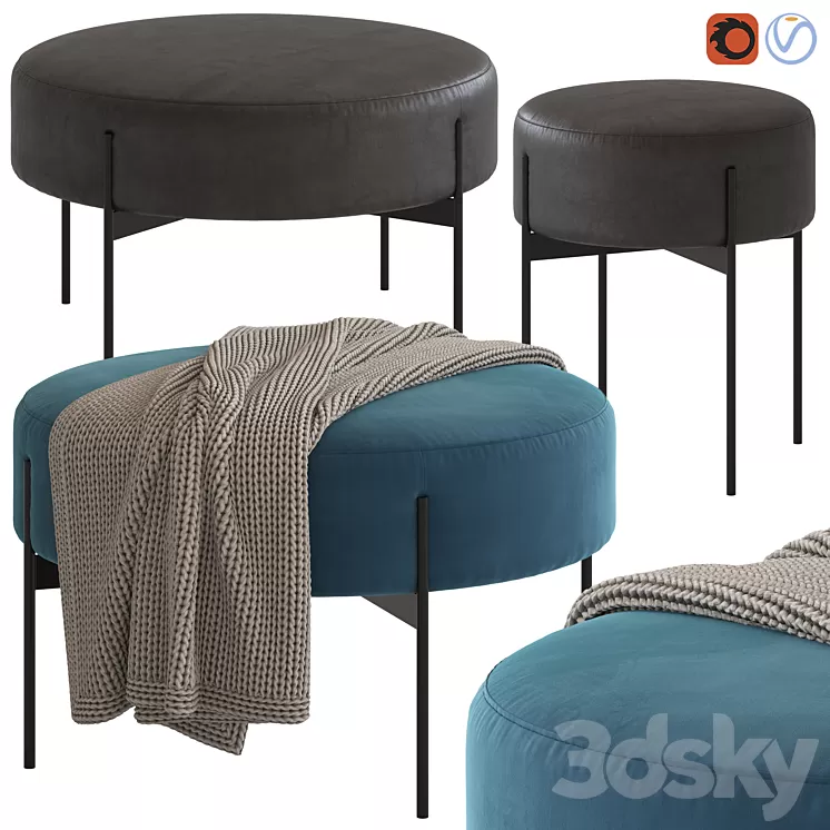 Coco Republic Lido Ottoman 3D Model Coco Republic Lido Ottoman 3D Model