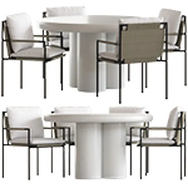 Coco Republic Malmo Chair and Anchorage Table 3D Model