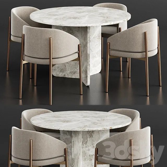 Coco Republic & PORRO Dinning Set 3D Model
