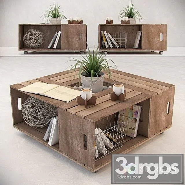 Coffe Table With Decor 3D Model Download