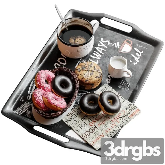 Coffee and Cake Set  3D Model Download