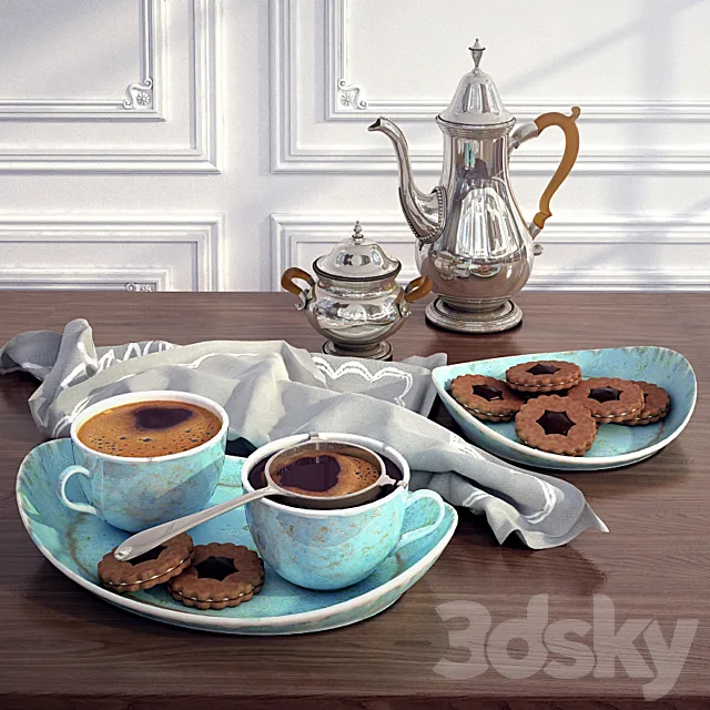 Coffee and cookies 3DModel Coffee and cookies 3DModel