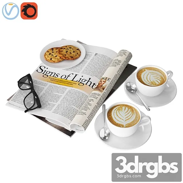 Coffee and magazine 3D Model Download