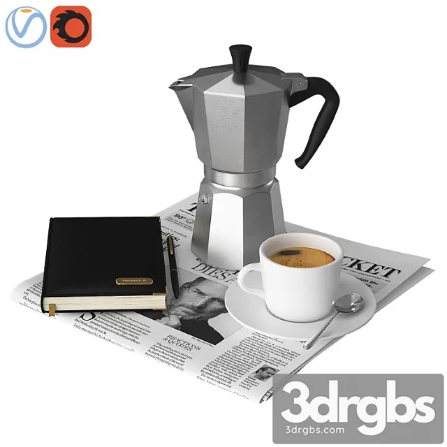 Coffee and newspaper 3D Model Download