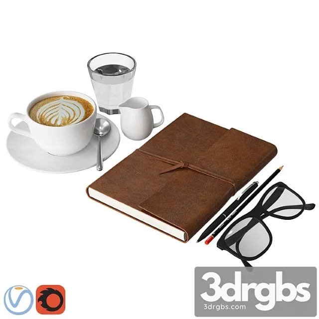 Coffee and notebook 3D Model Download