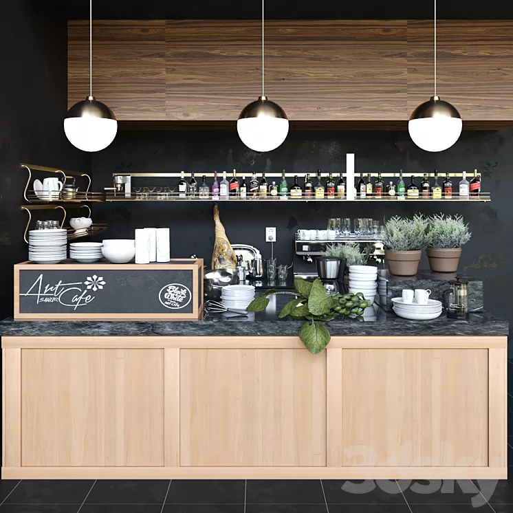 Coffee point with alcohol showcase. The pub 3D Model