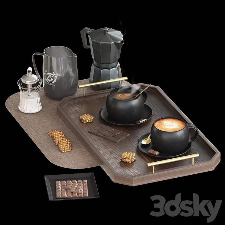 coffee set 01 3D Model Free Download