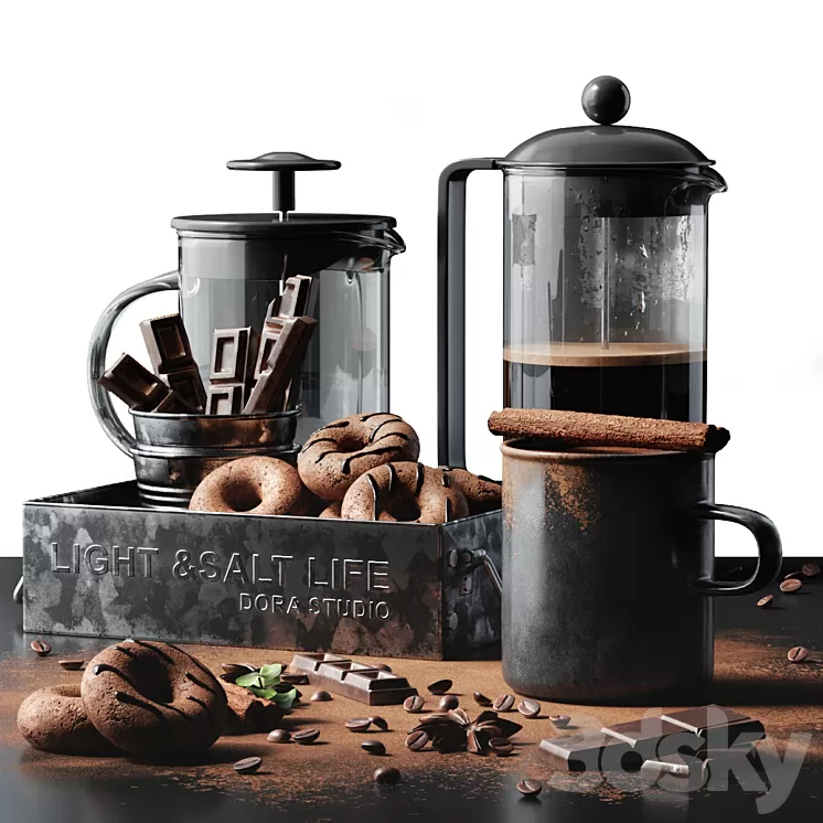 Coffee set 3 3D Model