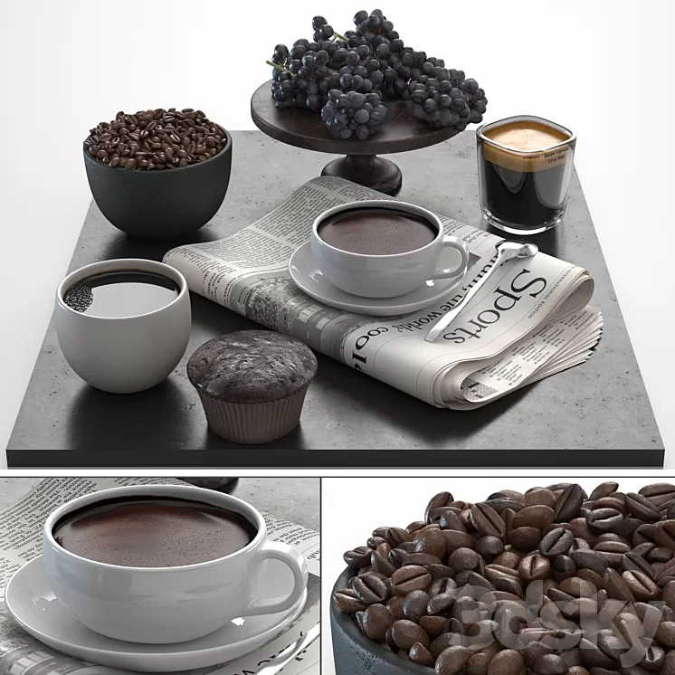 coffee set 3D Model Free Download