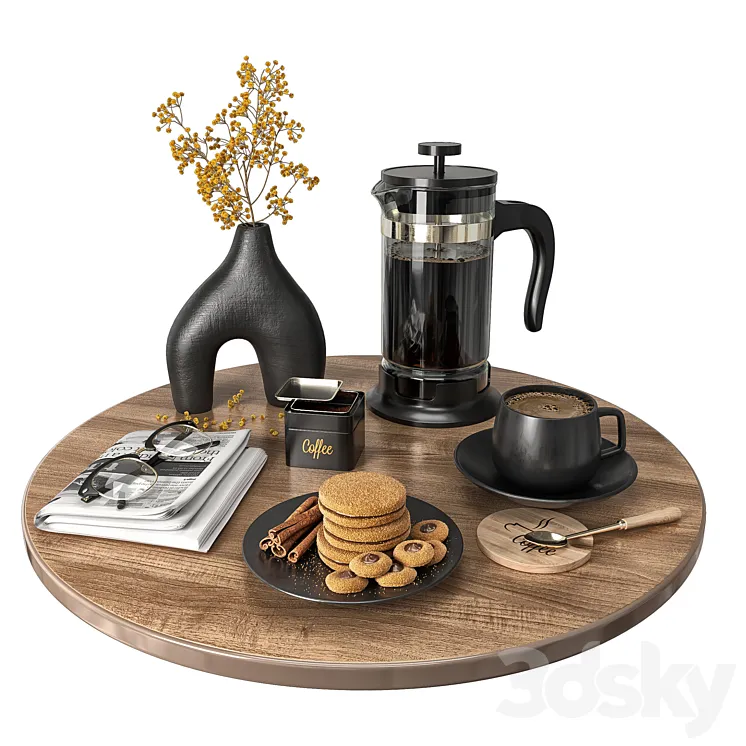 “Coffee Set “”Black””” 3D Model Free Download