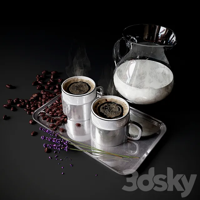 Coffee Set with milk 3D Model