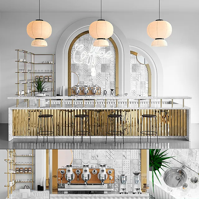 COFFEE SHOP 2 (vray GGX. corona PBR) 3DModel