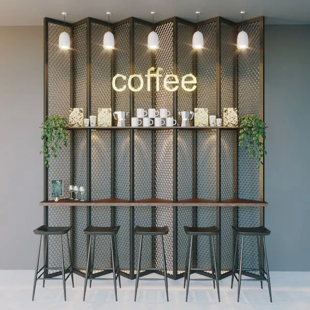 Coffee shop bar 3D Model