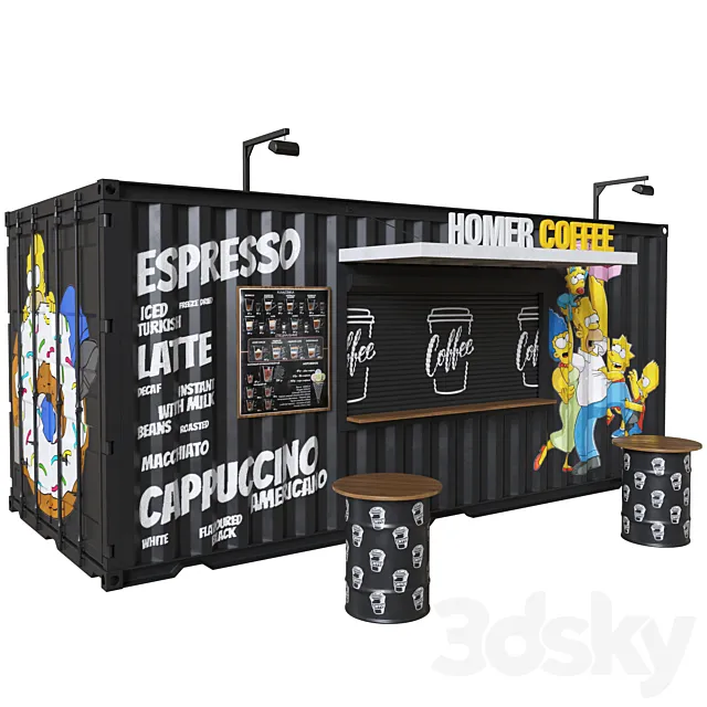 Coffee shop container 3D Model Coffee shop container 3D Model