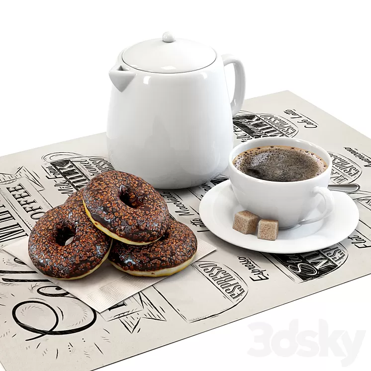 Coffee shop | Donuts set 01 3D Model