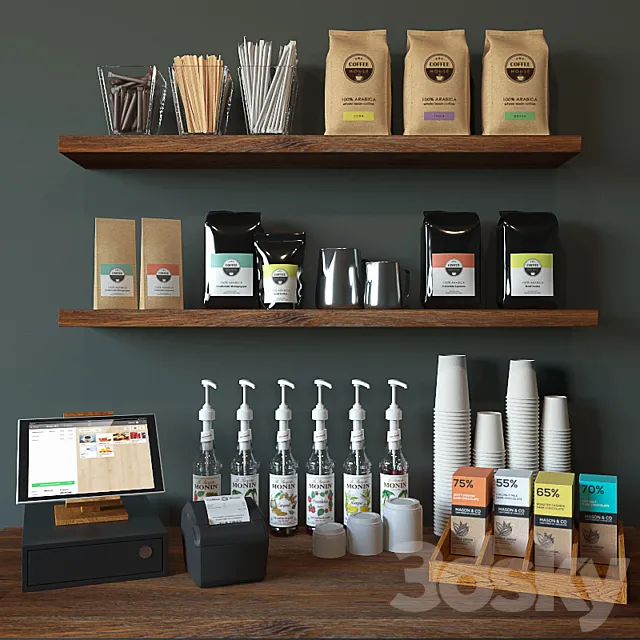 Coffee Shop Set 3D Model