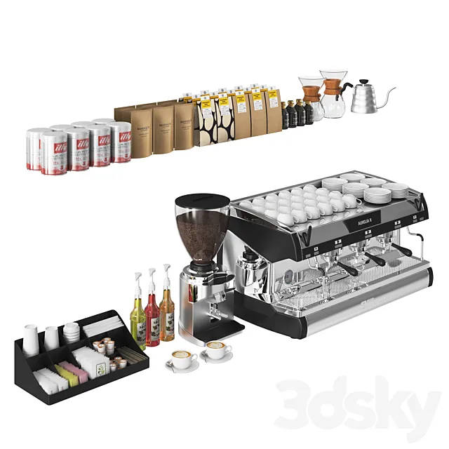 Coffee shop set 3D Model