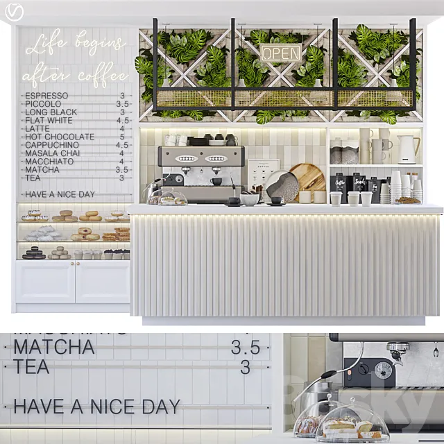 Coffee Shop. Vray 3D Model