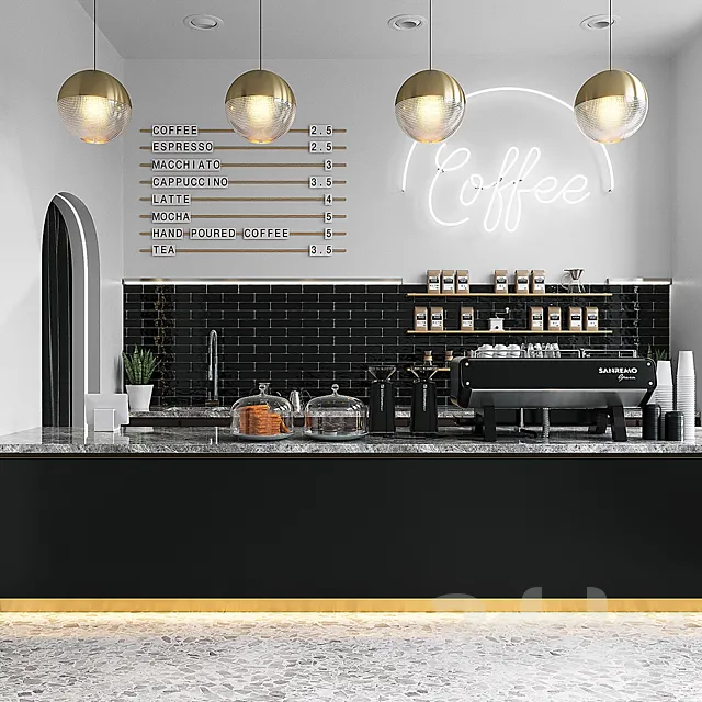 COFFEE SHOP (vray GGX. corona PBR) 3DModel
