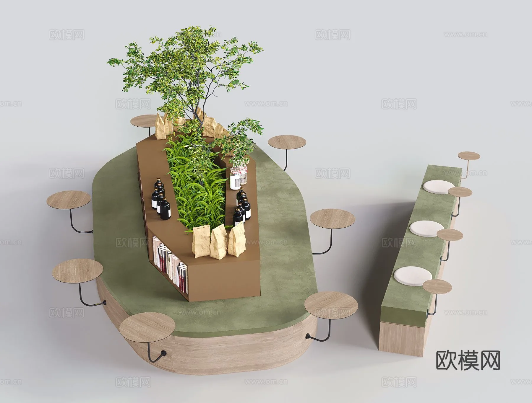 Coffee Table and Armchair Sets – 3D Models – Cafe Interior 3D Scenes – 065 – VRAY Render