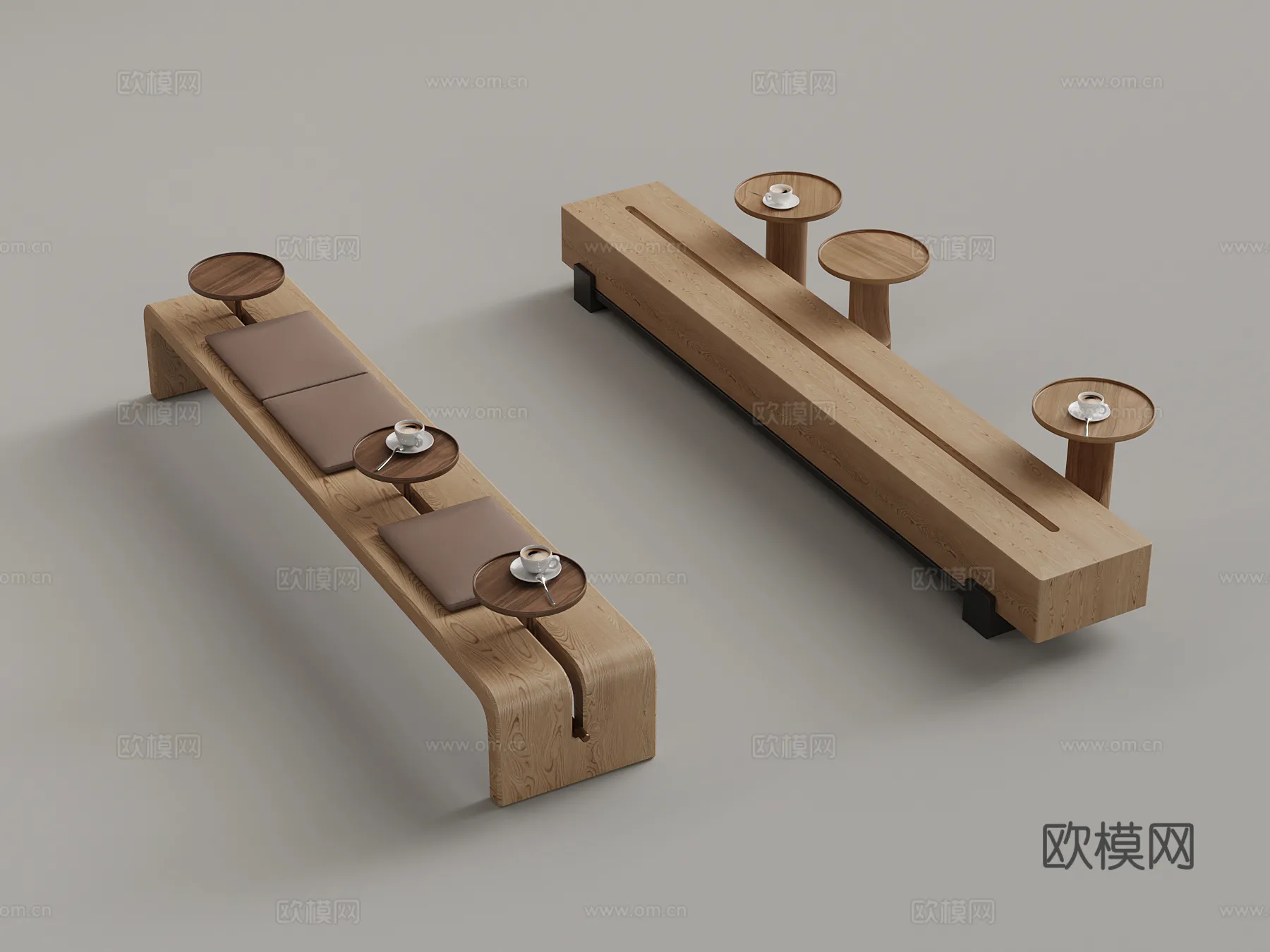 Coffee Table and Armchair Sets – 3D Models – Cafe Interior 3D Scenes – 071 – VRAY Render