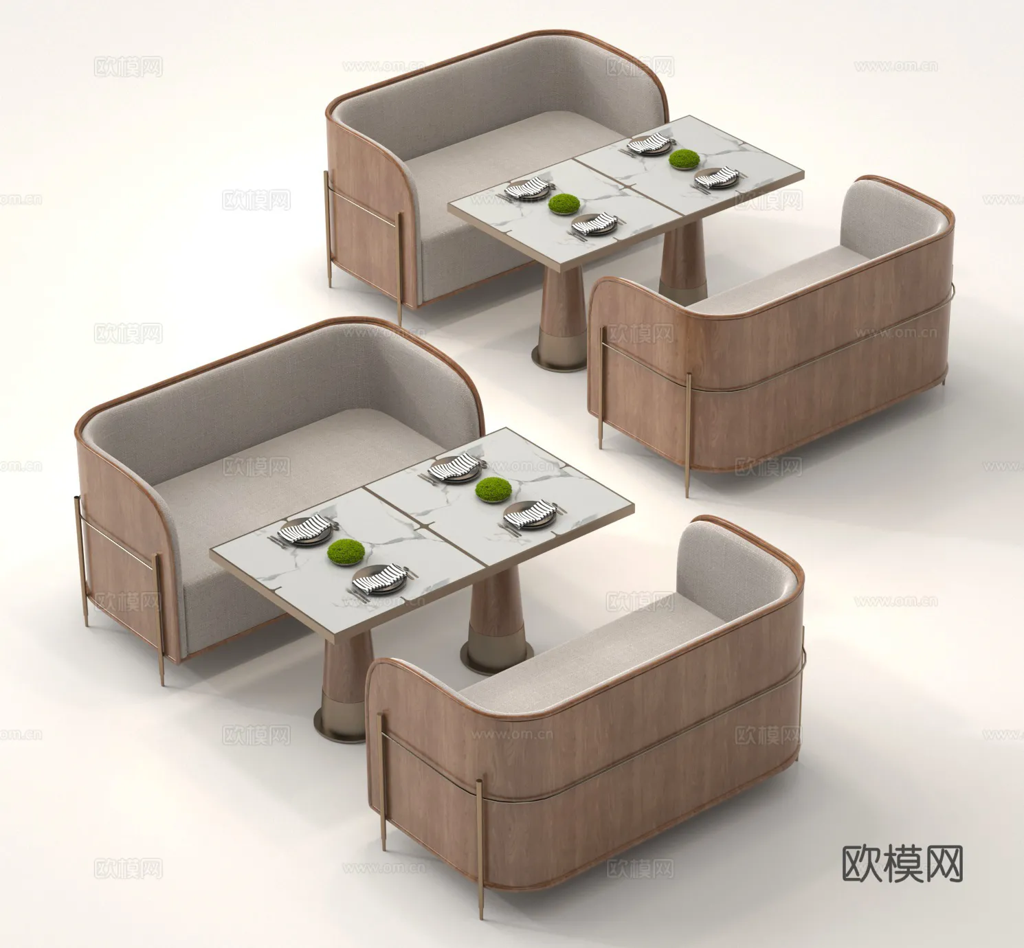Coffee Table and Armchair Sets – 3D Models – Cafe Interior 3D Scenes – 078 – VRAY Render