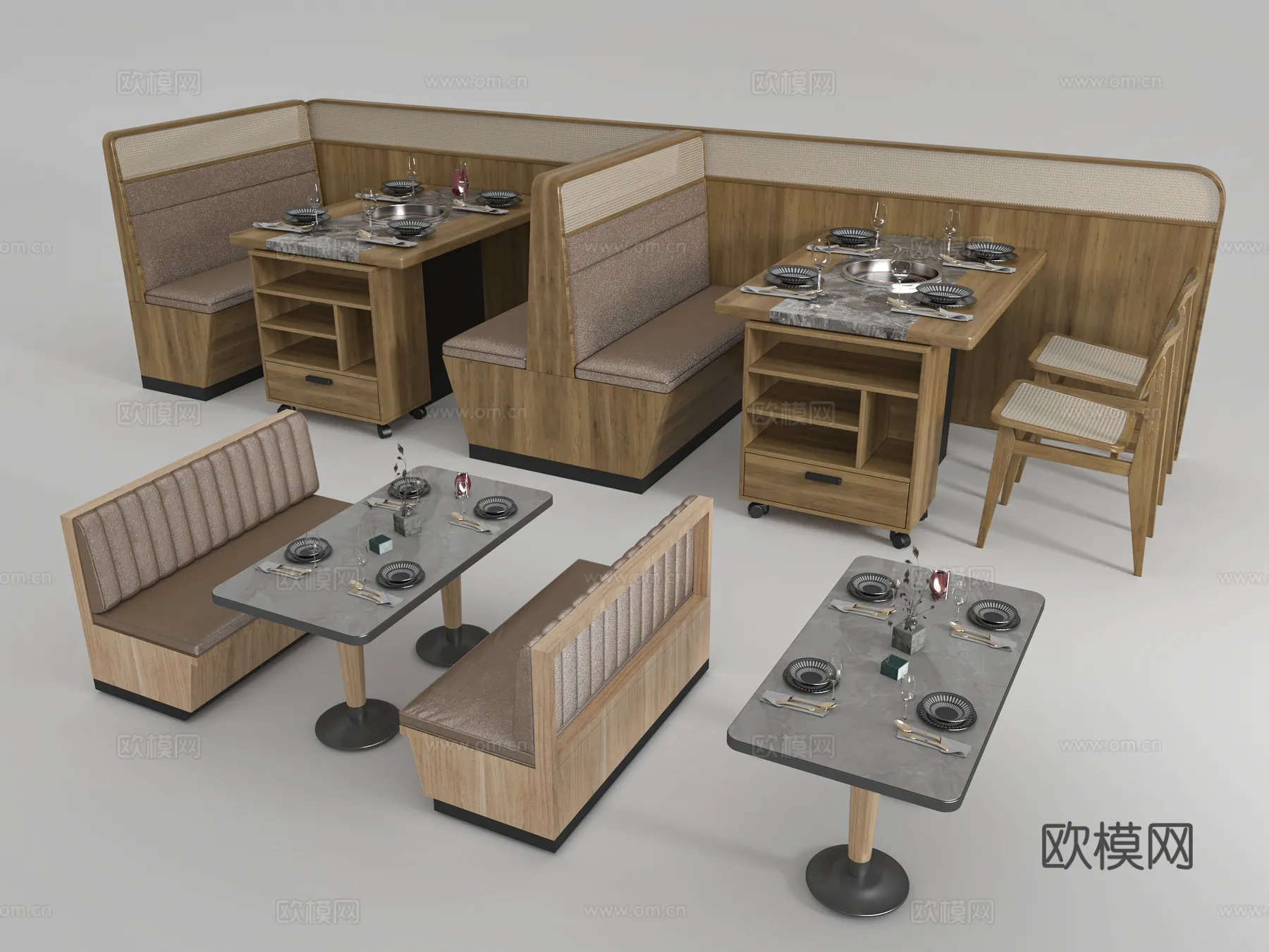 Coffee Table and Armchair Sets – 3D Models – Cafe Interior 3D Scenes – 083 – VRAY Render