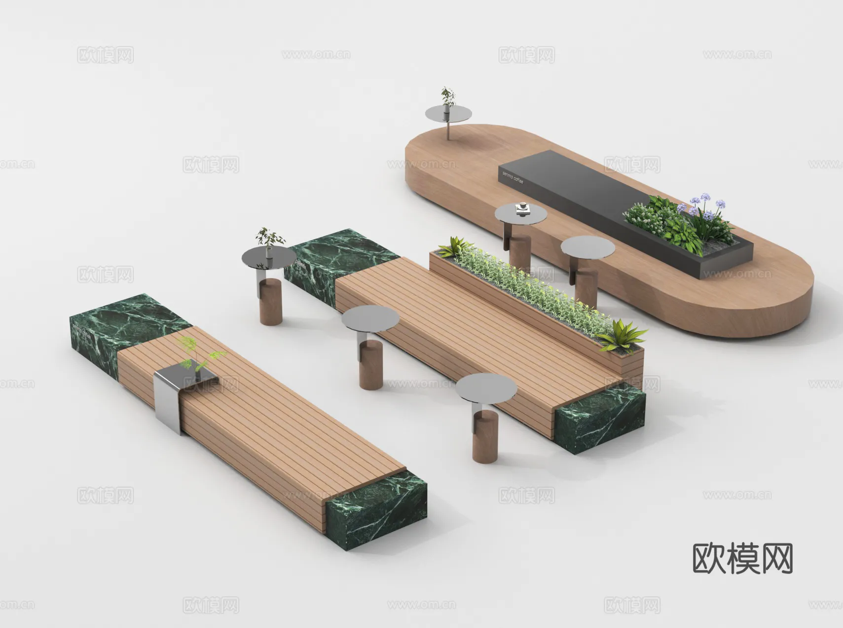 Coffee Table and Armchair Sets – 3D Models – Cafe Interior 3D Scenes – 084 – VRAY Render