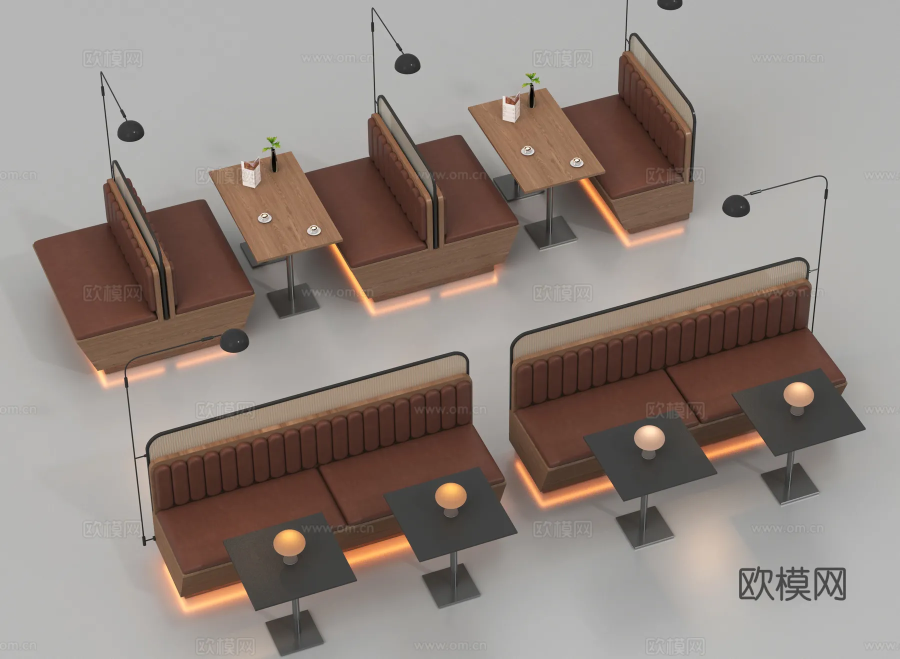 Coffee Table and Armchair Sets – 3D Models – Cafe Interior 3D Scenes – 089 – VRAY Render