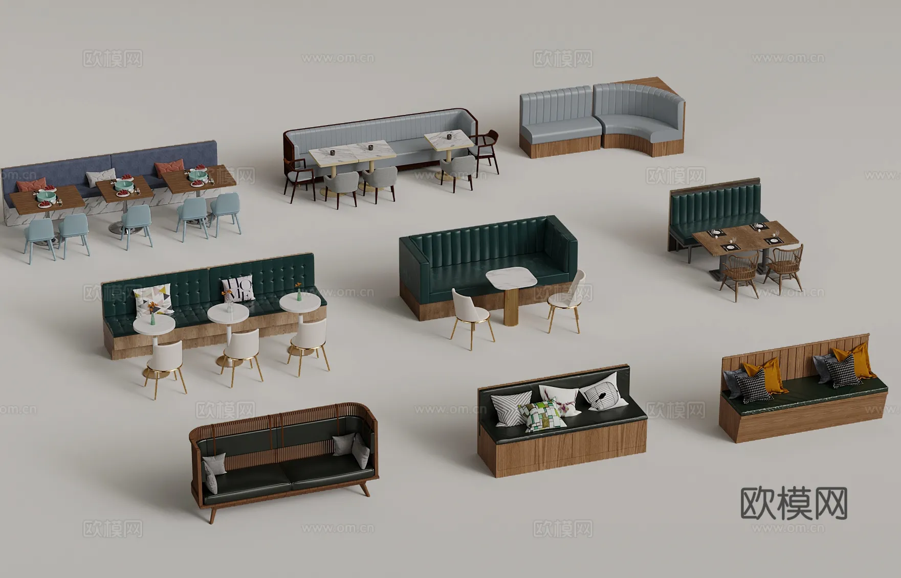 Coffee Table and Armchair Sets – 3D Models – Cafe Interior 3D Scenes – 090 – VRAY Render