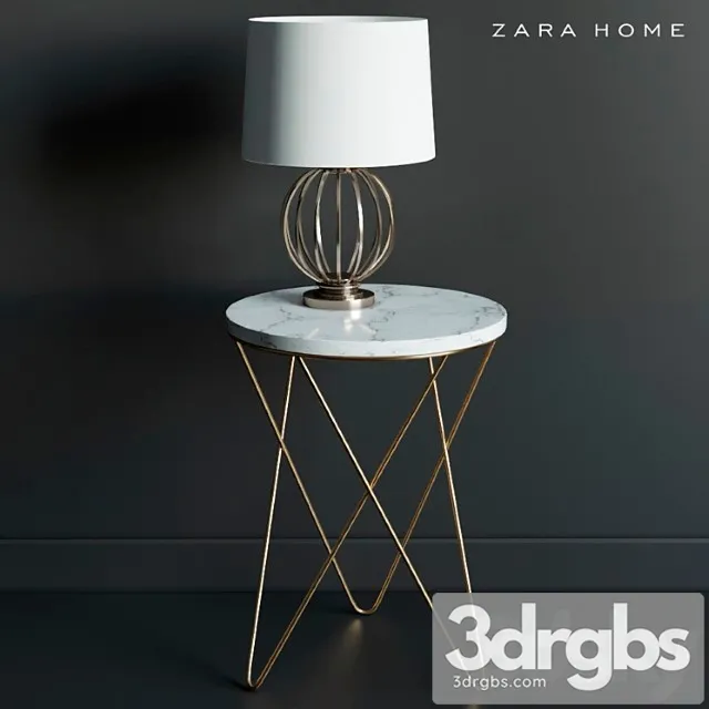 Coffee table and lamp zara home 2 3D Model Download
