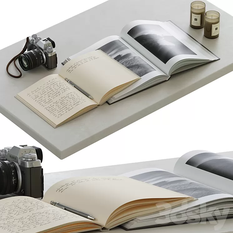 coffee table decor set 003 3D Model