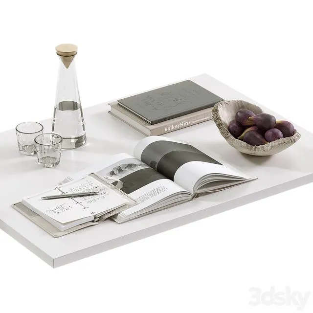 Coffee table decor set 004 3D Model