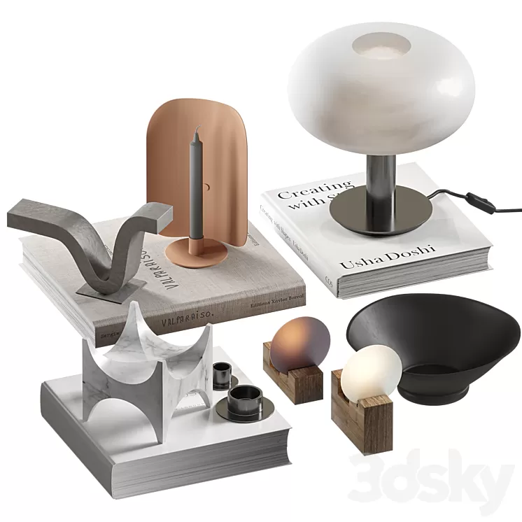 Coffee table decor set 035 3D Model