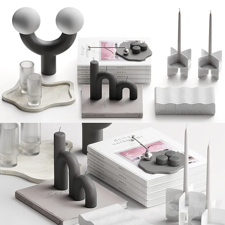 Coffee table decor set 73 3D Model Free Download