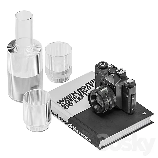 Coffee table decorative set 3DModel