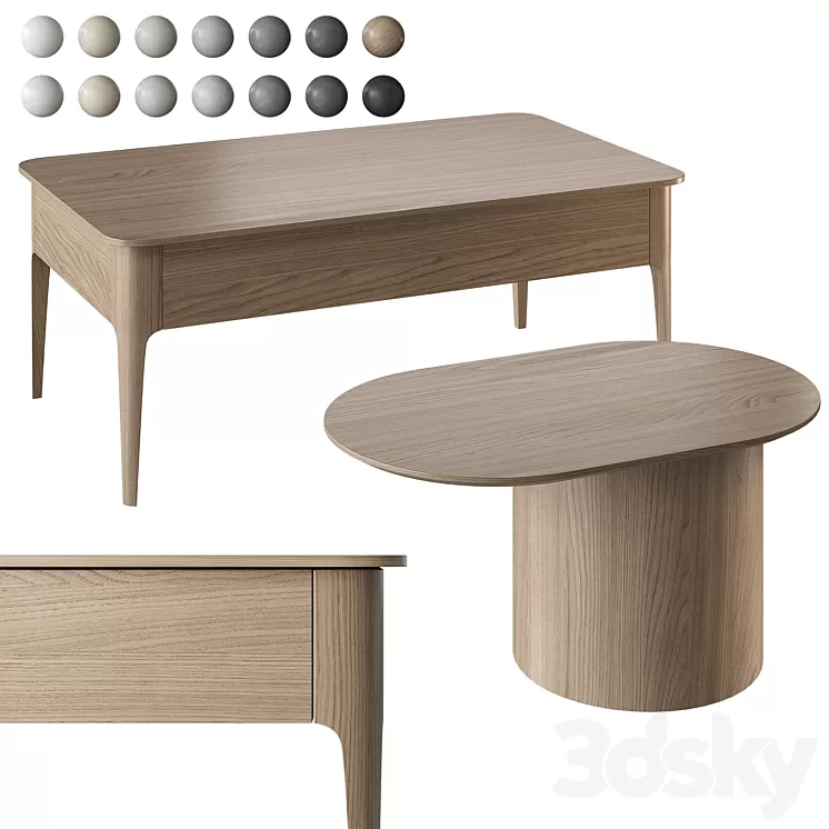 Coffee table Ellipse Type 14 colors 3D Model Free Download