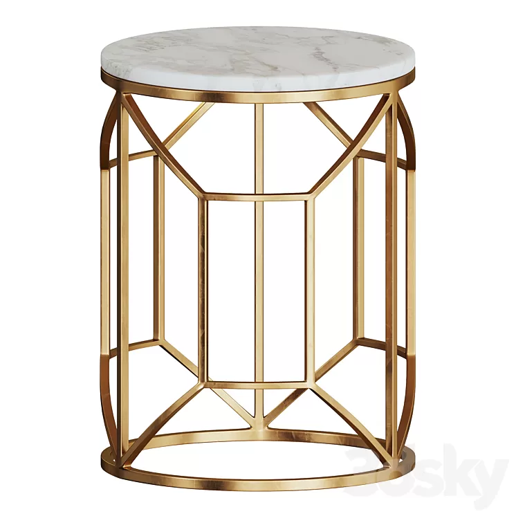 Coffee table in marble and metal by Glasar 3D Model Coffee table in marble and metal by Glasar 3D Model