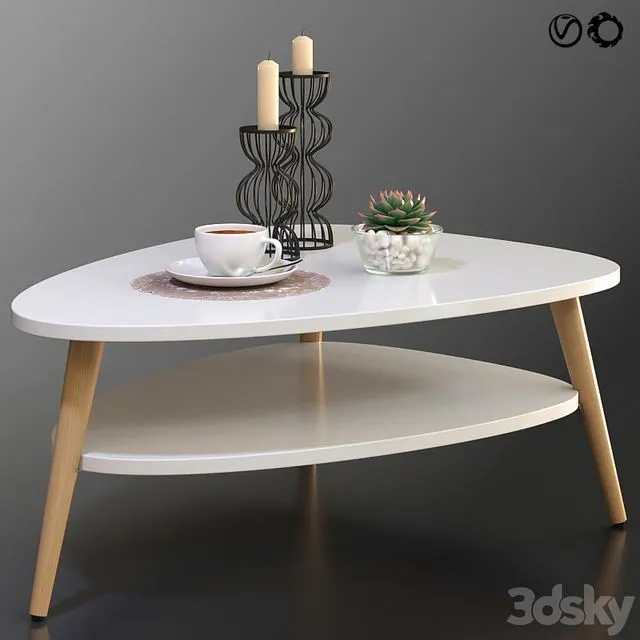 Coffee table Jimi La Redoute + decorative set 3D Model
