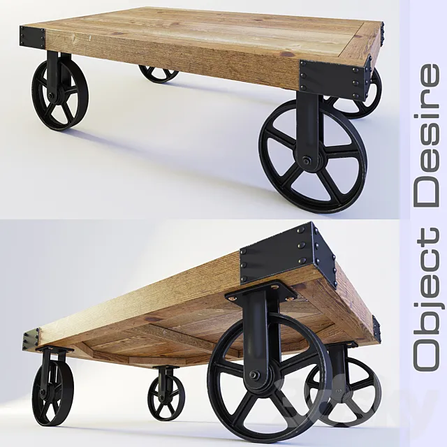 Coffee table on wheels in the style of “Loft” 3D Model